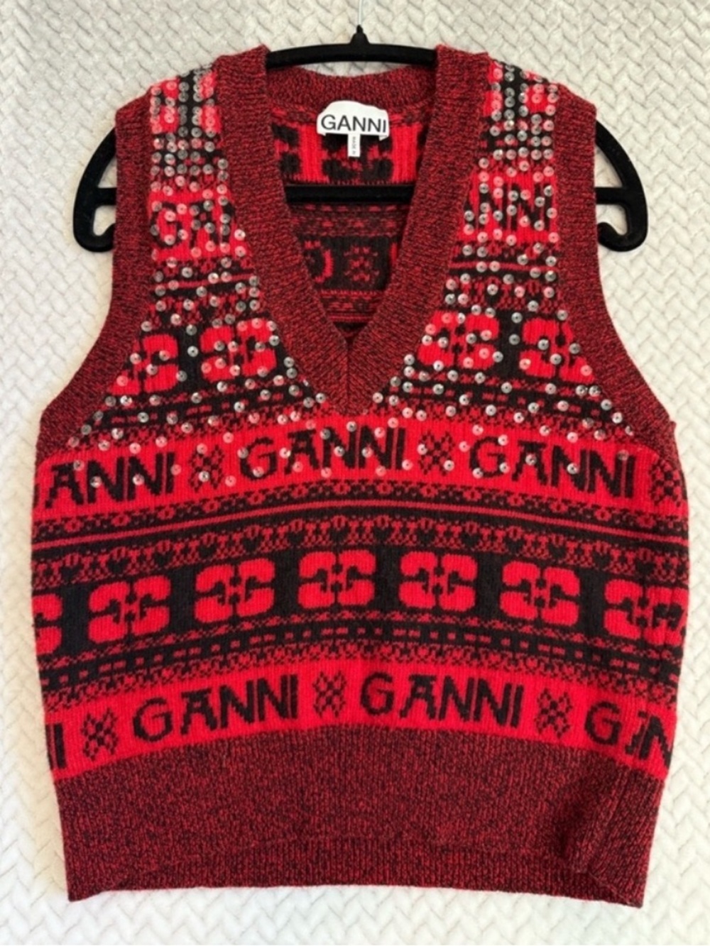 Ganni wool sequin oversized vest